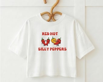 Red Hot Silly Peppers Toddler Tee | Dancing Cartoon Peppers, Playful Foodie Vibe