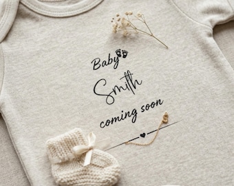 Body personnalisé pour faire-part de bébé, tenue de grossesse, cadeau neutre pour baby shower, faire-part de naissance