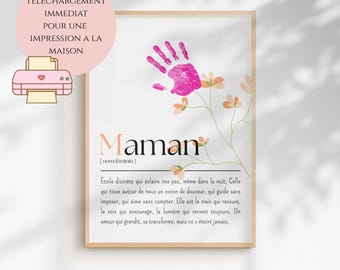 Printable handprint poster of mom, DIY Mother's Day gift, children's craft activity to complete