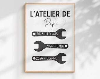 Personalized "Grandpa's Workshop" Poster, Grandparents' Day Gift, Grandchildren's Names