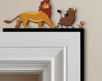 ハクナ マタタ ドアコーナーサイン、シンバ ティモンとプンバァのぞき見、ディズニー ライオン キング 子供部屋の装飾