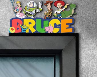 Letrero de madera personalizado para la esquina de la puerta de Disney Toy Story, Letrero de puerta de Disney Pixar, Decoración para el hogar Disney, Letrero de Toy Story, Decoración para la habitación infantil, Regalo para el hogar Disney