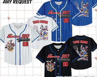 Personalized Wdw 4th Of July Mickey & Friends Baseball Jersey, Custom WDW 4th Of July Jersey Kids, 4th July Family Matching Jersey