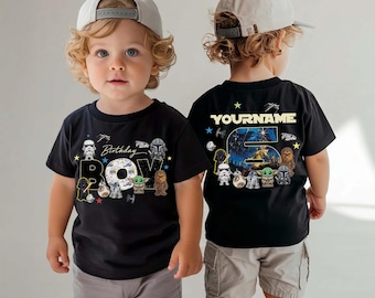 Personalized Star Wars Birthday Shirt, Boys Birthday Shirt, Custom Name Age Shirt, Galaxy Party Shirt, Jedi Birthday Outfit, Disney Kids Tee