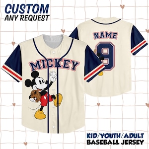 Disney Mickey Baseball Jersey Custom Name, Mickey Mouse Family Tees Disney Birthday, Disneyland Trip Shirt, Cartoon Jersey Gift, Y2K Jersey