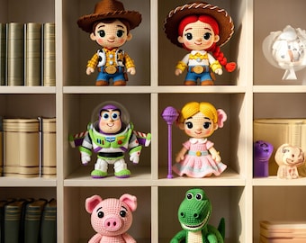 Crochet Toy Story Characters, Amigurumi Woody Jessie Buzz Lightyear Hamm Rex Plush,Personalized Baby Shower Gift Handmade Nursery Decor Toys