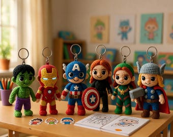 Handmade Crochet Marvel Avengers - Iron Man Captain America Hulk Thor Black Widow Captain Marvel