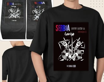 Camisetas de fans de Lavina Serbia para Eurovisión 2026, confeccionadas en algodón peinado 100% | Camiseta de guitarra de metal gótico | Impresión DTF