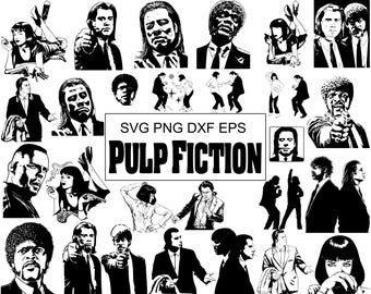 27 SVG Pulp Fiction Film Bundle | Kultklassiker 90er Jahre Krimi Mega Pack | SVG Dxf Eps PNG-Dateien | Sofortdownload | Vektor Cricut