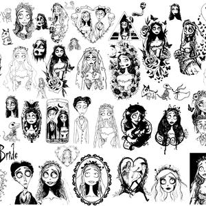 Archivo SVG 43 La novia cadáver Tim Burton Halloween Emily Gótico Escalofriante Romance Lindo Emo Cricut Silueta calcomanía de vinilo png paquete hd cero Victor