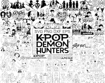 110 SVG K-Pop Demon Hunters Bundle | Rumi Zoey Mira Fantasy Action Mega Pack | Svg Dxf Eps Png Files | Instant Download | Vector Cricut