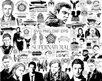 70 SVG Supernatural TV-Serien-Bundle | Sam & Dean Winchester Classic Horror Fantasy Mega Pack | SVG Dxf Eps Png-Dateien | Sofort Download