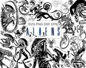 48 SVG Alien Mega Bundle | Außerirdische Kreaturen, UFOs, Space Sci-Fi Icons & kosmische Designs | svg dxf eps png Dateien | Vektor Cricut