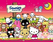 Sanrio Lover Printed Fabric 6x9 Squares for Sewing Masks customizable USA Made POLYESTER breathable fabric (Sanrio)