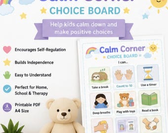 Calm Corner Wahl Brett Printable | Autismus Visuelle Unterstützung (PDF Download)