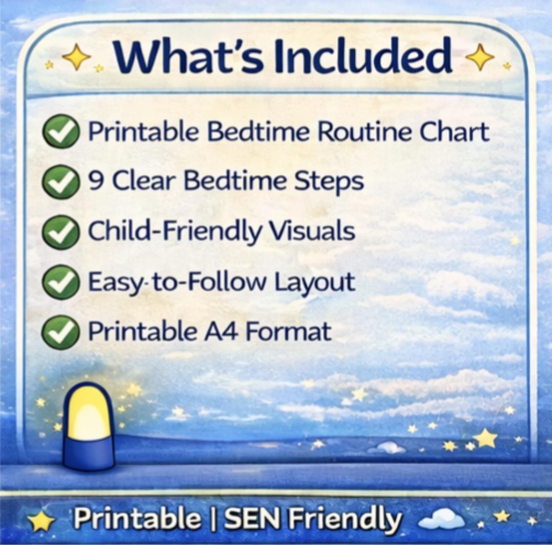 Sen Routine Ideas Bedtime Routine Visual Chart Printable | Kids Bedtime Schedule | Night ...