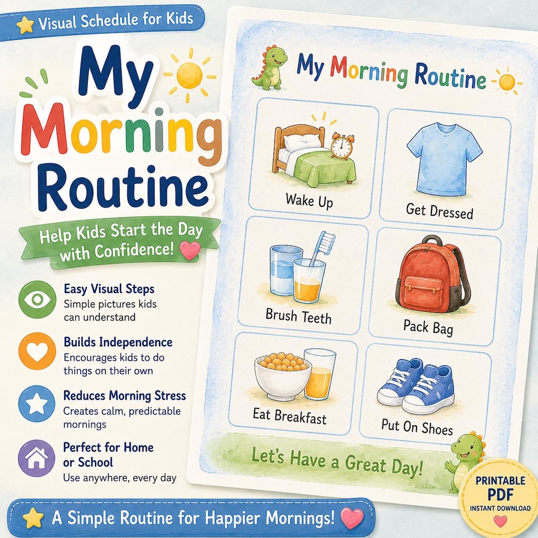 Visual Routune Chart Sen Kids Morning Routine Chart | Visual Schedule for Autism, SEN (digital ...