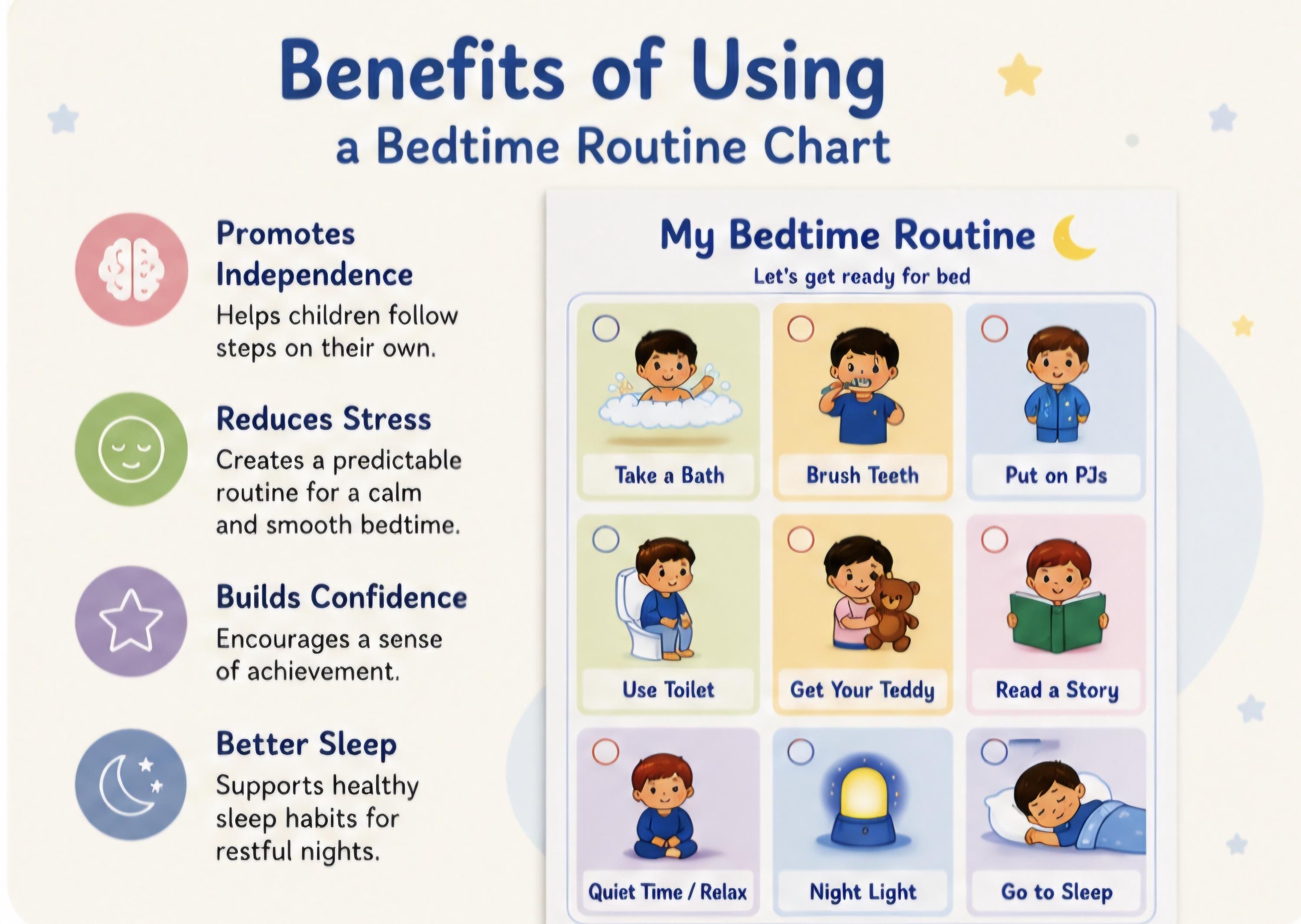 Sen Routine Ideas Bedtime Routine Visual Chart Printable | Kids Bedtime Schedule | Night ...