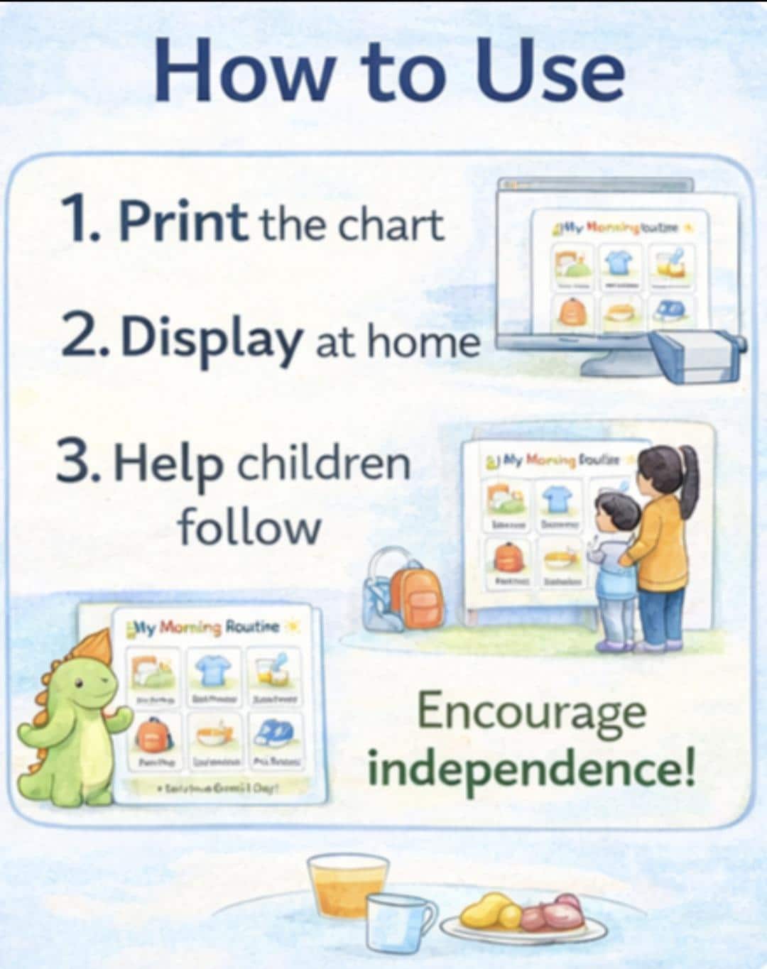 Kids Morning Routine Chart | Visual Schedule for Autism, SEN (digital ...