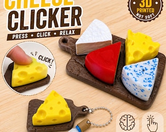 Llavero con forma de clic de queso – Juguete antiestrés ASMR, para aliviar el estrés, clic fuerte