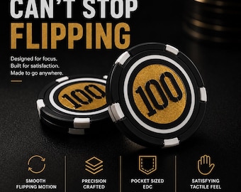 Magnetic Flip Chips | Pocket EDC Accessory | Smooth Flipping Desk Accessory | 3D Printed Collectible with Case