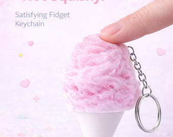 Llavero con sonido de algodón de azúcar – Juguete antiestrés ASMR, adorno kawaii para bolso, clicker para aliviar la ansiedad