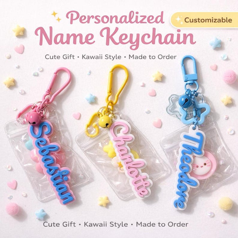 Personalized Keychain Gift, Name Keychain, Add Squishy - Etsy