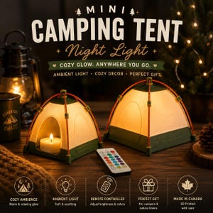 Mini nattlampa för campingtält | 3D-utskriven mysig skrivbordsdekoration (fjärrstyrd)