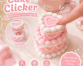 Juguete antiestrés con forma de corazón y forma de pastel / Juguete de escritorio ASMR en tonos pastel, llavero impreso en 3D