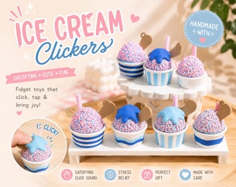 Juguete antiestrés con forma de helado / Clicker sensorial ASMR para escritorio
