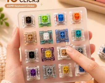 Teclado con 16 interruptores, juguete antiestrés / Interruptor mecánico ASMR, teclas con forma de gato, interruptores con purpurina