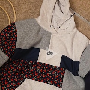 Handmade Upcycled Patchwork Hoodie Fleece Lined