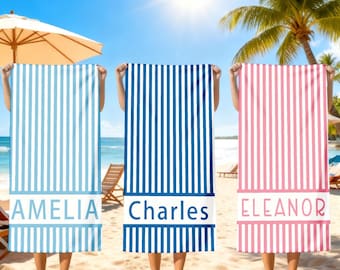 Personalisiertes Groovy Gestreiftes Strandtuch: Individuelles Junggesellinnenabschiedsgeschenk