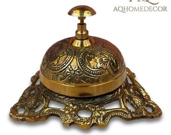 Campanello da scrivania in ottone decorato – Chiamata in stile vittoriano per hotel, solido elemento d'arredo per la casa