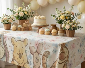 Disney Winnie the Pooh Classic Watercolor Tablecloth Rectangular Table Cover 55x70
