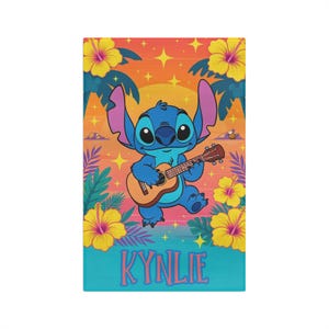 Paño de cocina de microfibra personalizado de Disney Stitch con diseño de ukelele hawaiano, ideal para la cocina o la playa, 16x25 pulgadas. imagen 4