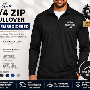 Custom Embroidered Quarter Zip | Left Chest Logo | Performance (Dry Fit) Pullover