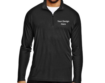 Custom Logo Men's Quarter Zip, Performance Pullover, DTF Print, Moisture Wicking, Business Apparel