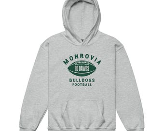 Sudadera con capucha de fútbol americano de los Monrovia Bulldogs para jóvenes