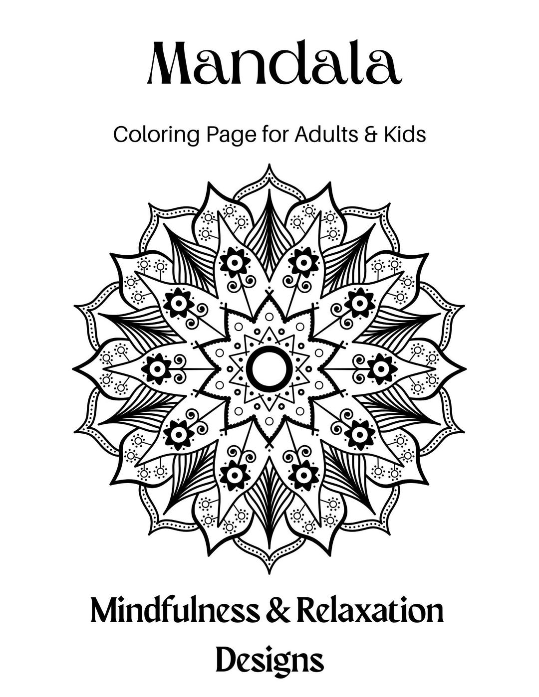 Mandala Coloring Book for Adults & Kids, Stress Relief Coloring Pages ...