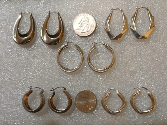 Vintage Sterling Silver Earrings Lot ~ Hoops ~ Nice ~ L@@k~ View 3