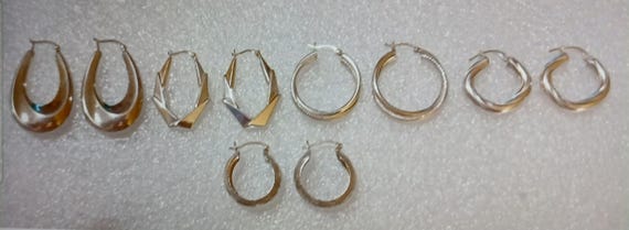 Vintage Sterling Silver Earrings Lot ~ Hoops ~ Nice ~ L@@k~ View 2