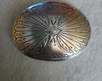 Vintage Sterling Silver Belt Buckle ~  Navajo ~  Concho ~ Stamped ~ L@@k ~