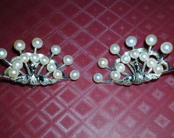 Vintage Peacock Pearl Brooch ~ Twin Set ~ Japanese Akoya Saltwater Pearls ~ 28 ~ Sweet