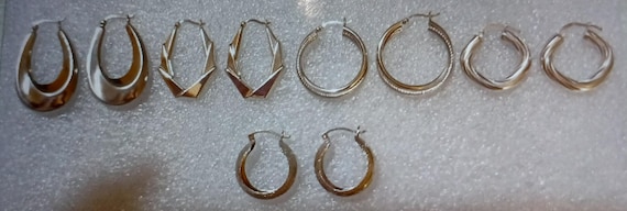 Vintage Sterling Silver Earrings Lot ~ Hoops ~ Nice ~ L@@k~