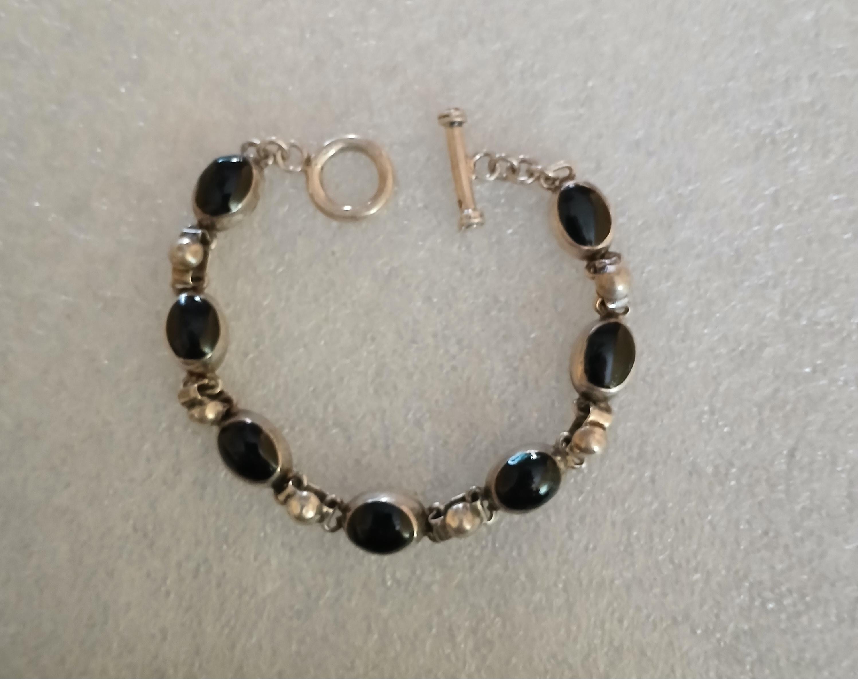 Sterling Silver Mexican Onyx Bracelet - Etsy