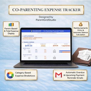 Registro de gastos de crianza compartida para Google Sheets / Registro de manutención infantil, reembolsos y pagos