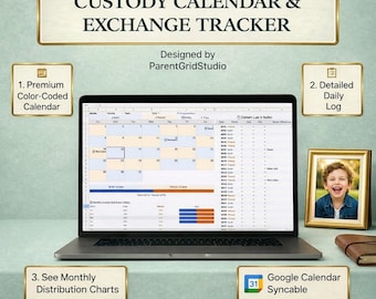 Co-Parenting Custody Tracker for Google Sheets | 2026 Custody Calendar & Exchange Log