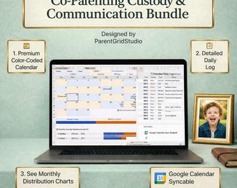Co-Parenting Custody & Communication Bundle for Google Sheets | Calendar And Evidence Log