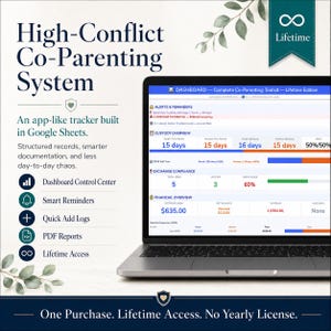 High-Conflict Co-Parenting Tracker | Custody, Communication, Expenses, Court-Ready Report | All-in-One